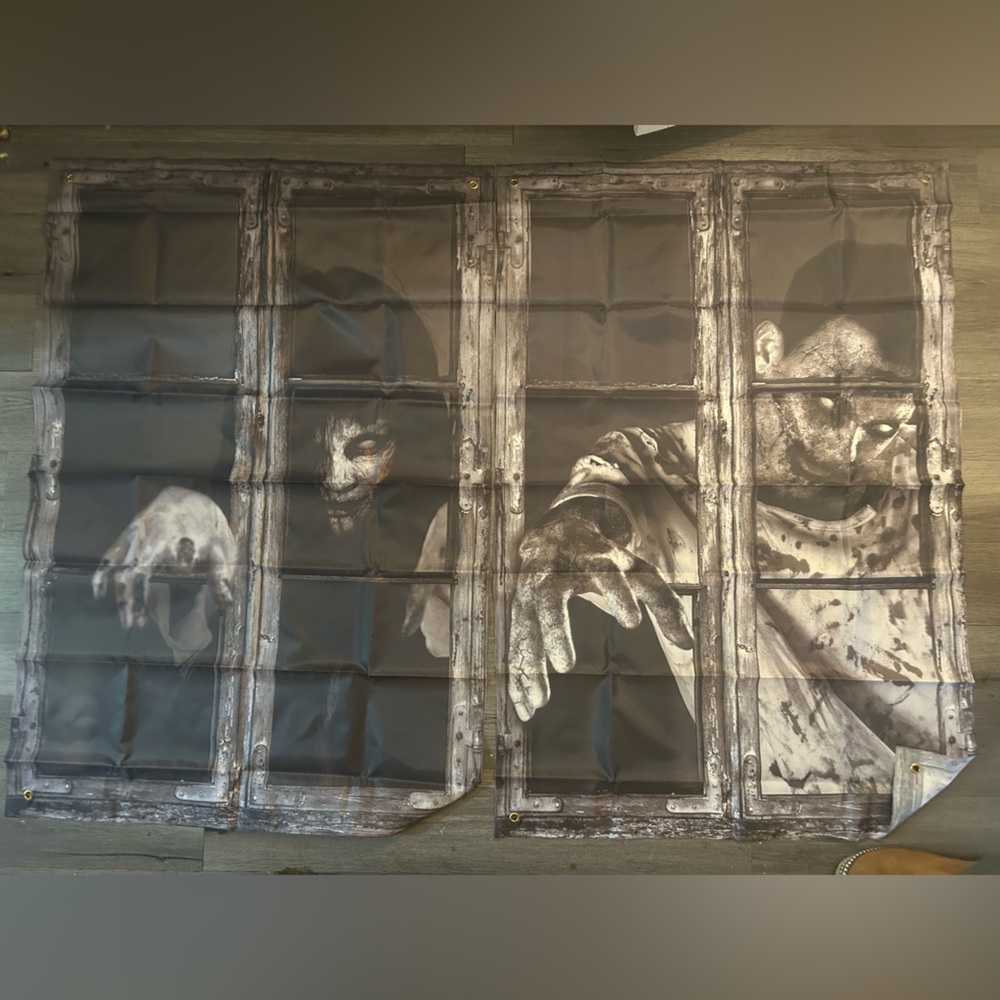 Halloween window covers & White ghost white with fringe,Halloween decor new